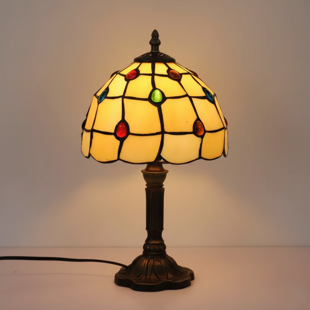 Lampe de table en verre peint Art déco