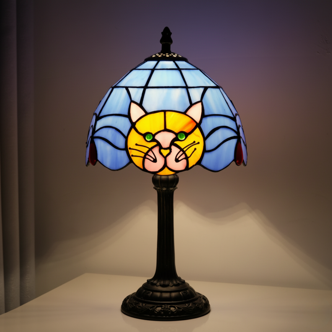 Lampe de table baroque vintage avec chat pour table de chevet