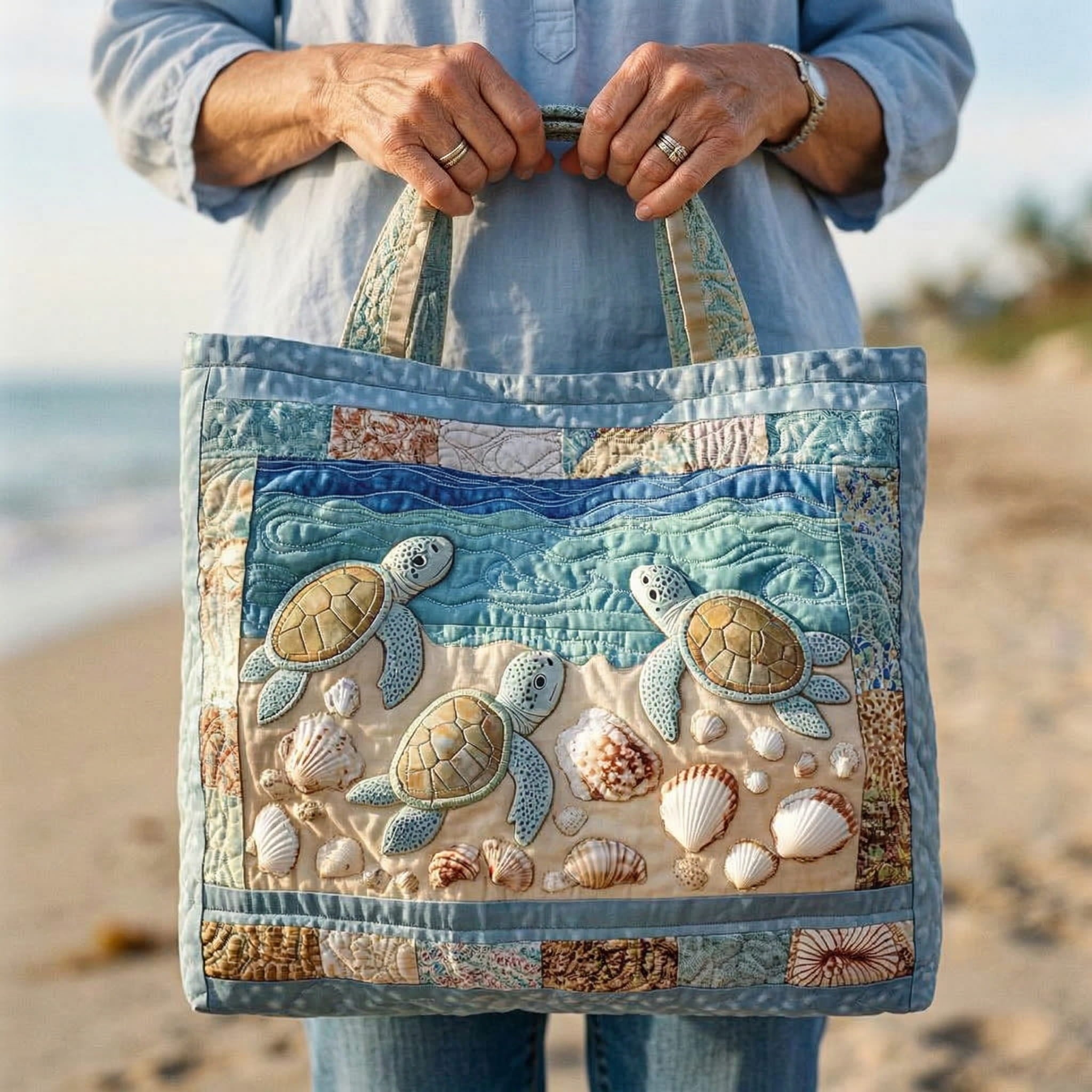 Sac artisanal matelassé tortue