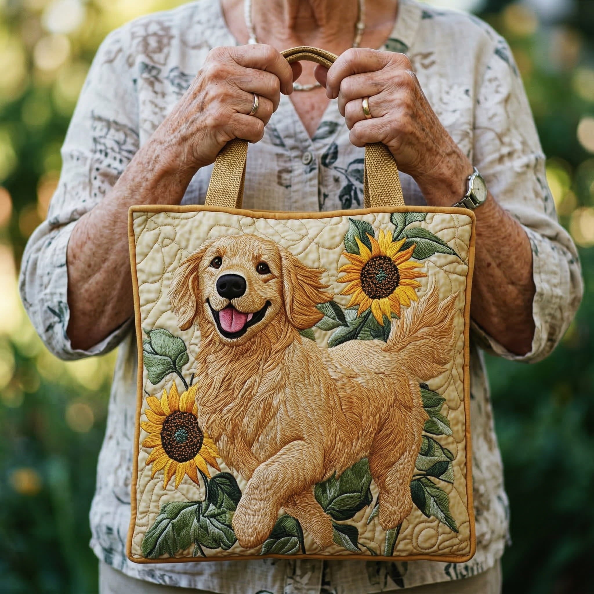 Sac artisanal doré matelassé