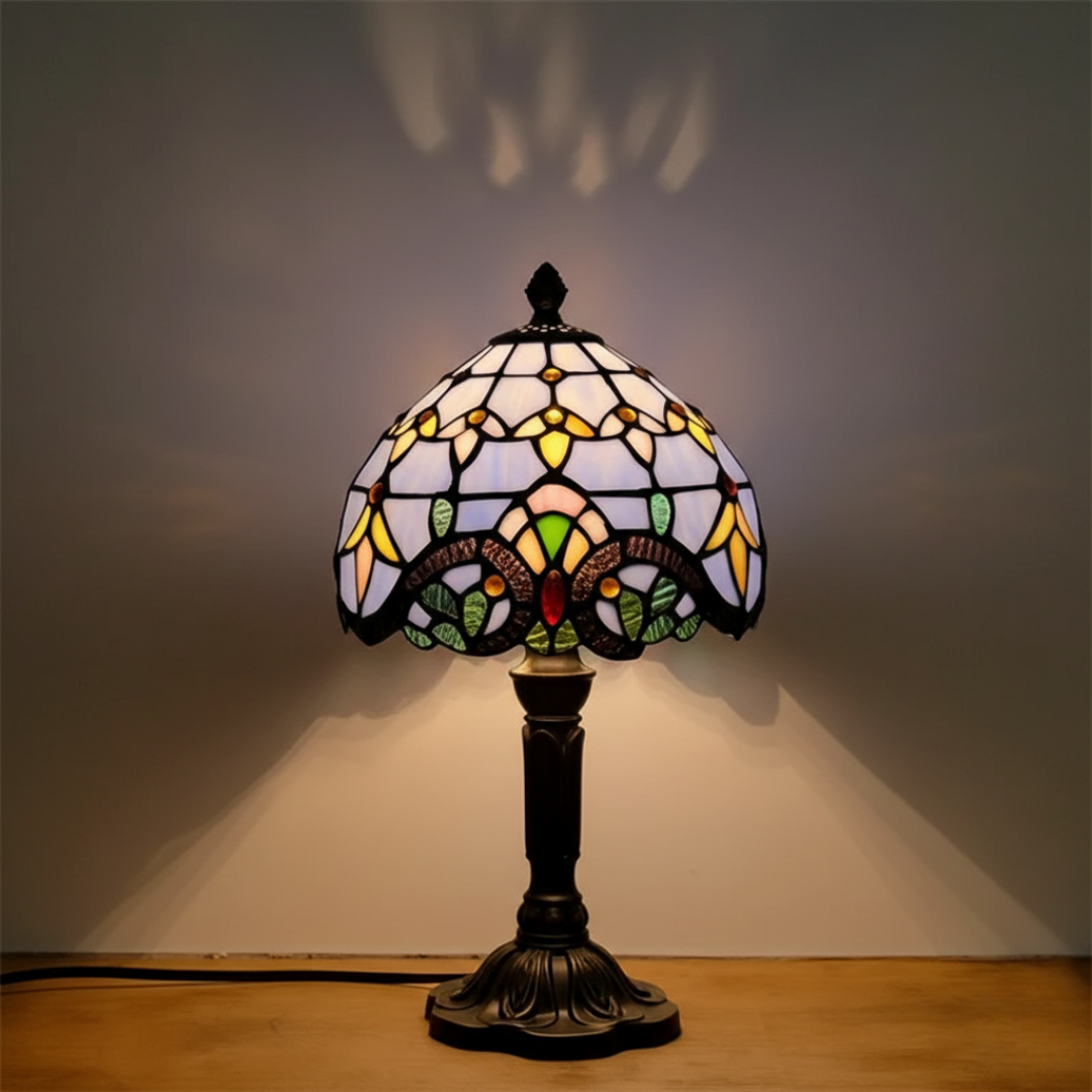 Lampe de table rétro en verre coloré