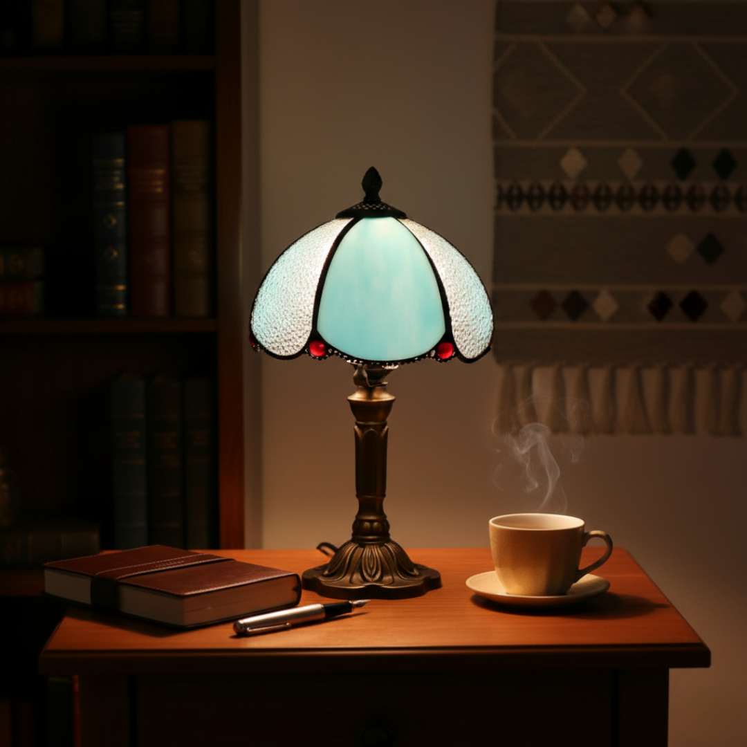 Lampe bleue et blanche