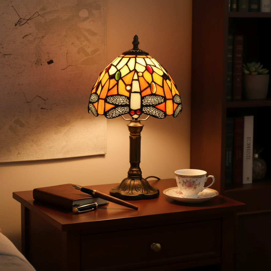 Lampe de table décorative en verre coloré à LED