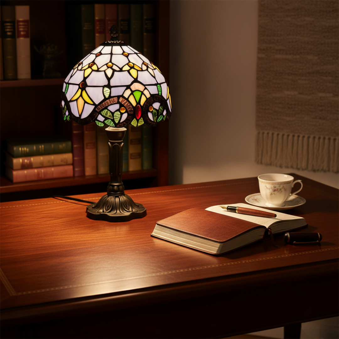 Lampe de table rétro en verre coloré