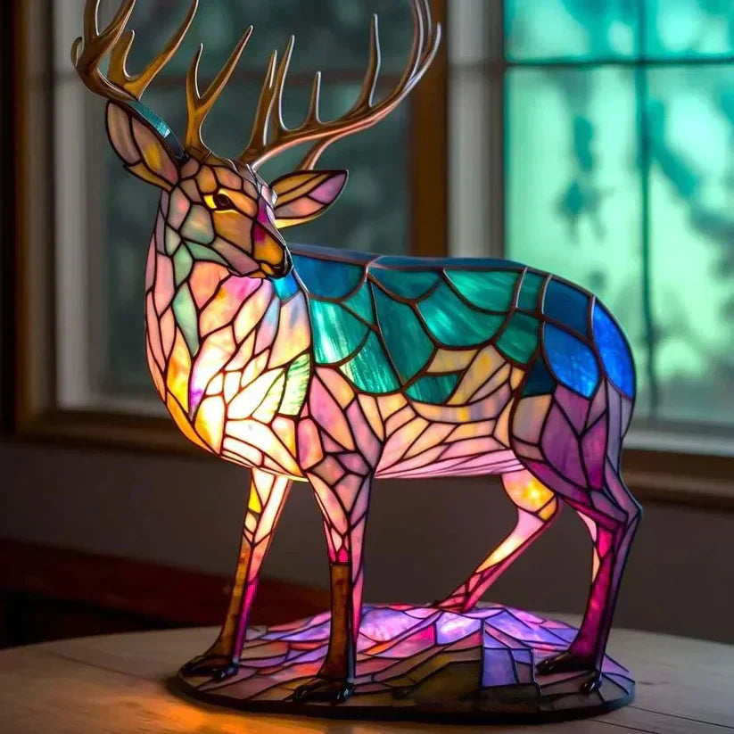 Lampe couleur sable avec motif cerf
