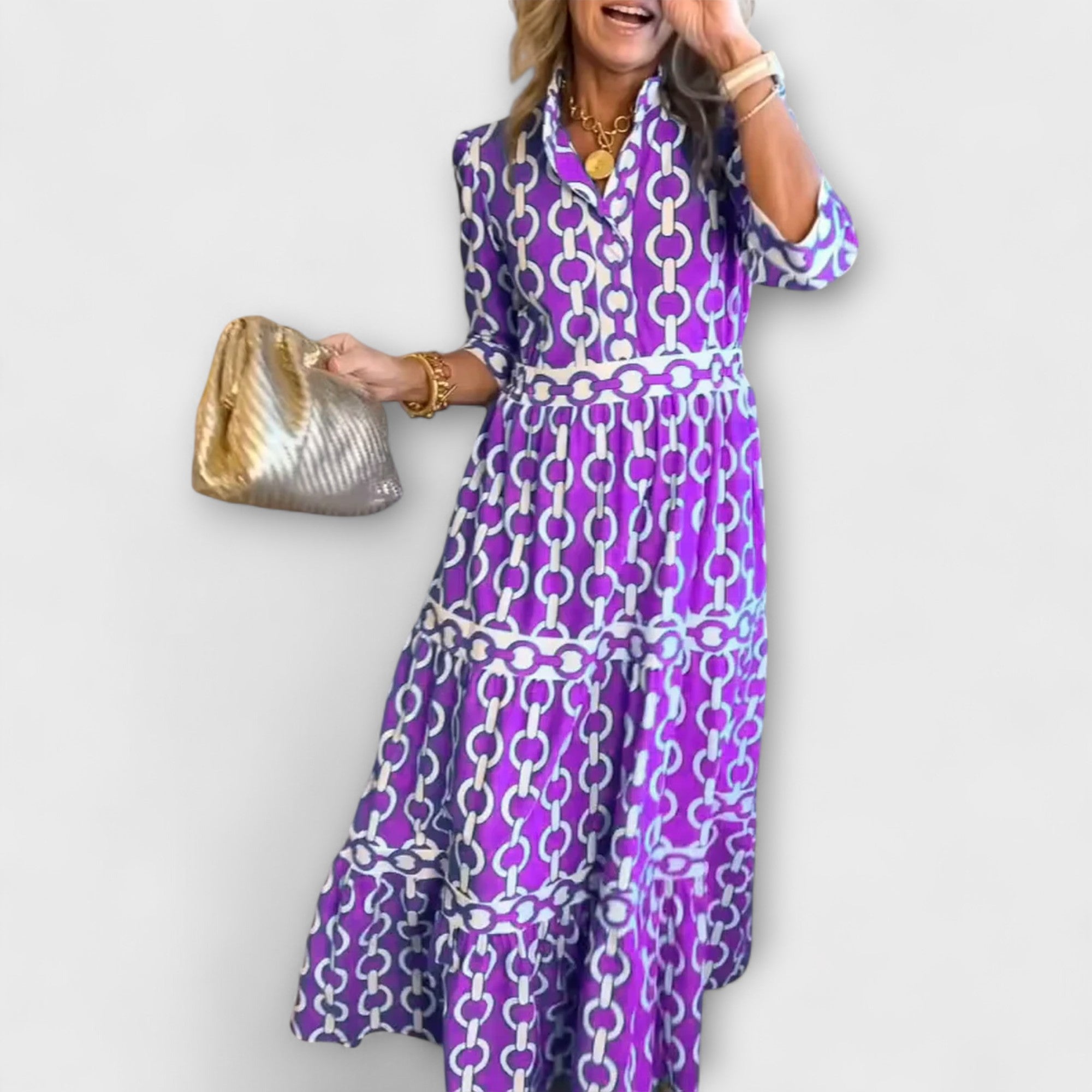 JULIANA | ROBE MIDI AVEC MOTIF CHAÎNE
