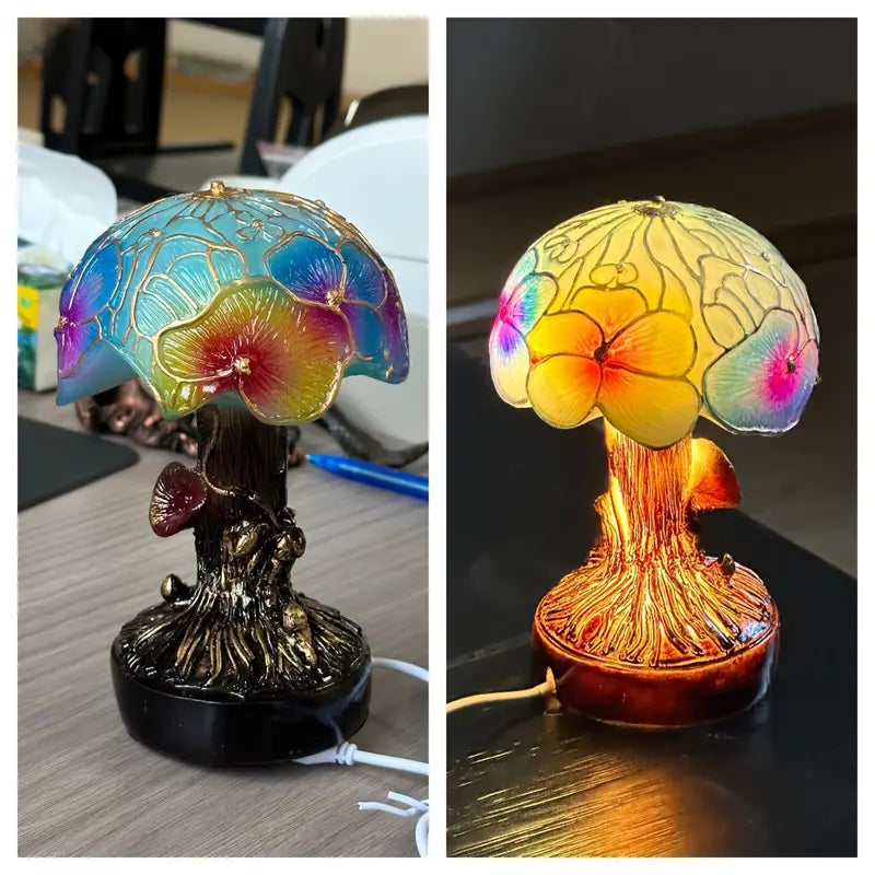Lampe Boho Chic à motifs champignon et fleur