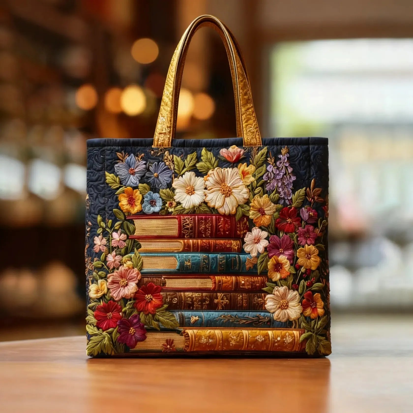 Sac artisanal pages fleuries