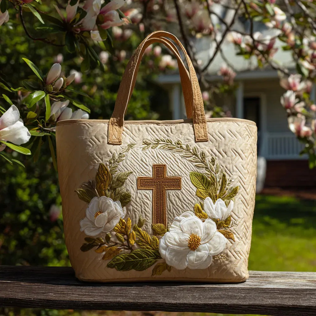 Sac artisanal orné d'une croix sacrée
