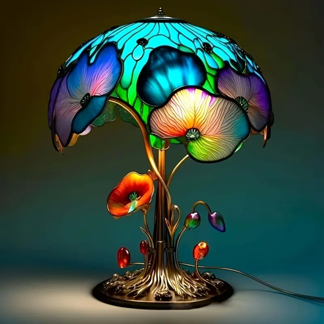 Lampe Boho Chic à motifs champignon et fleur