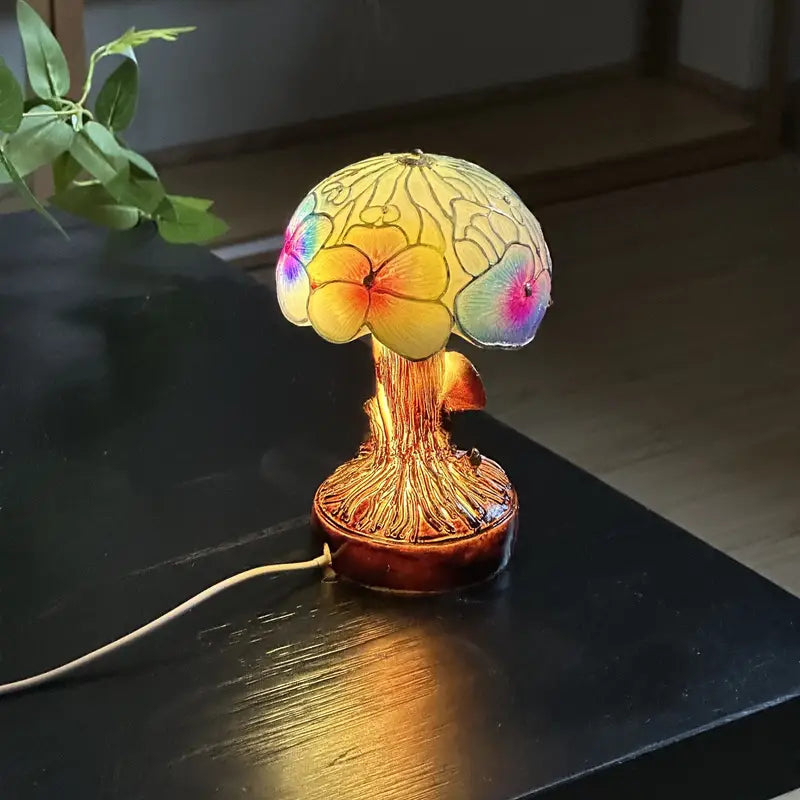Lampe Boho Chic à motifs champignon et fleur